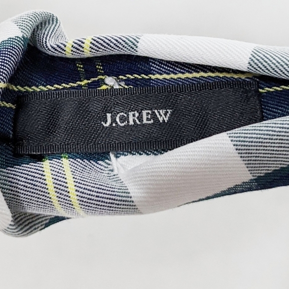 J. Crew Scrunchie Headband Plaid Ivory Navy Green - Picture 6 of 9